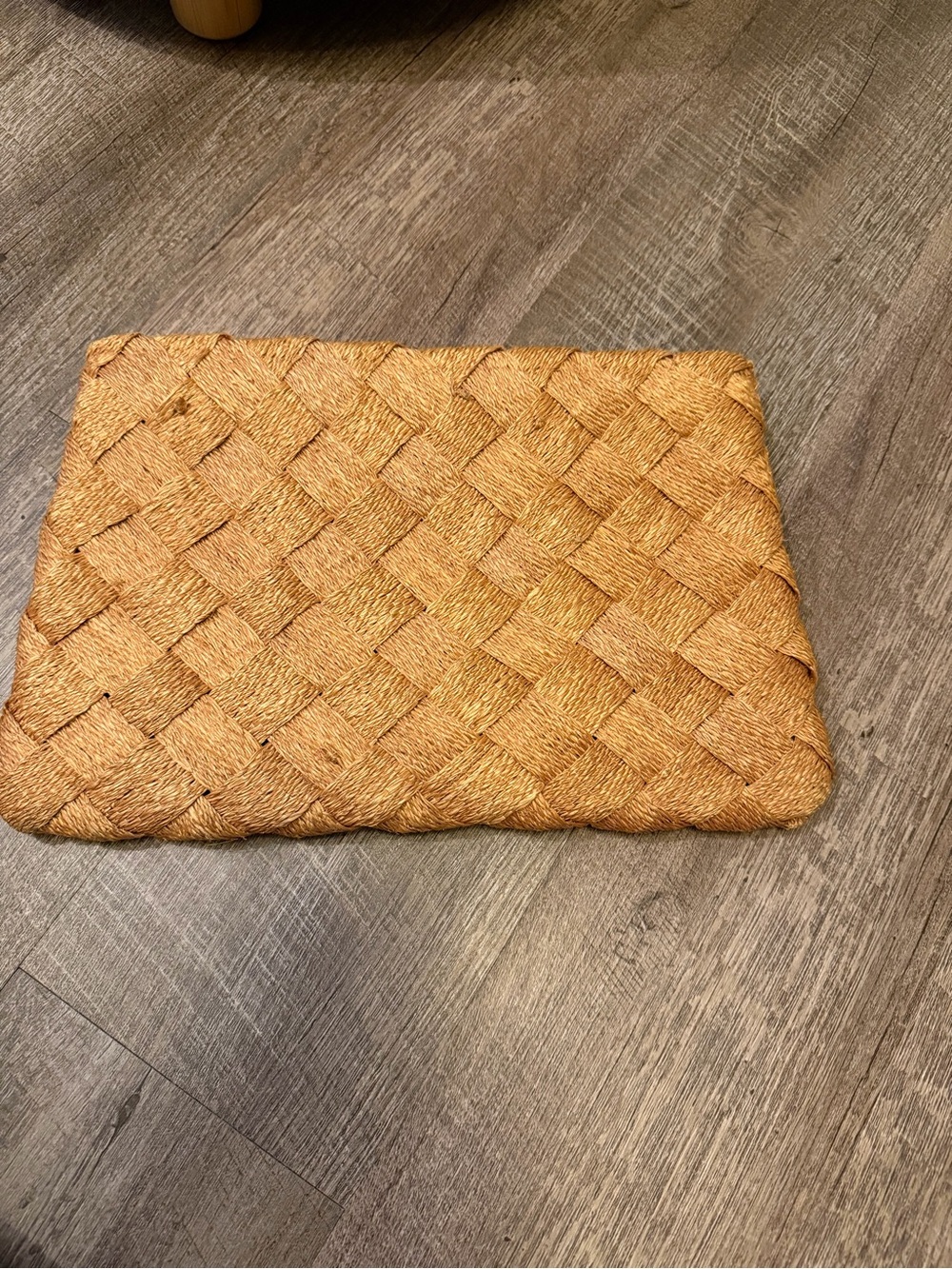 Woven Straw Clutch Bag Tan Natural Boho Coastal Zip Clutch